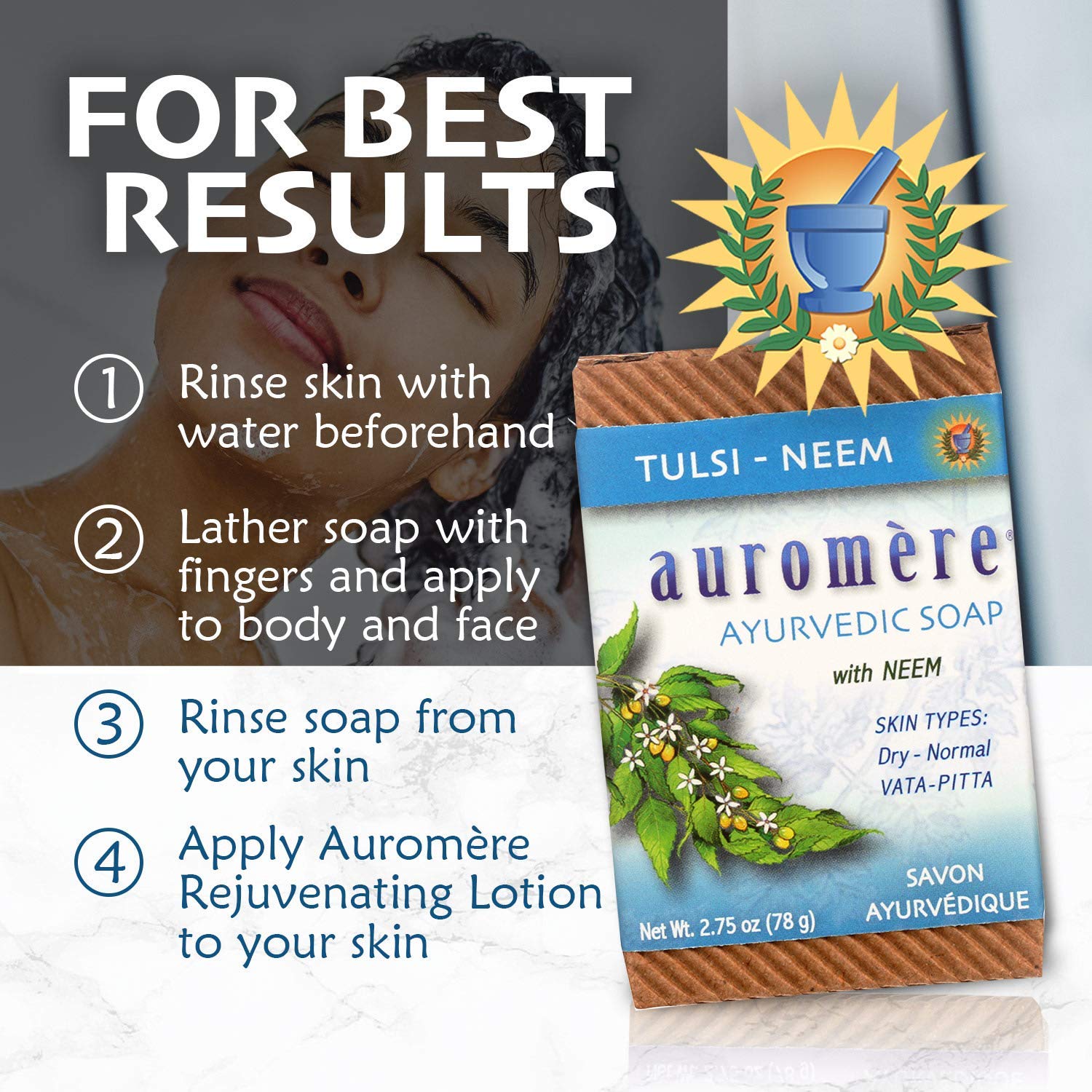 Auromere Ayurvedic Bar Soap Tulsi Neem 2.75 oz (5 Pack)